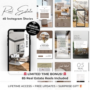 40 Real Estate Instagram Stories Canva Templates - Real Estate Social Media - Realtor Marketing Templates - Real Estate Agent Instagram