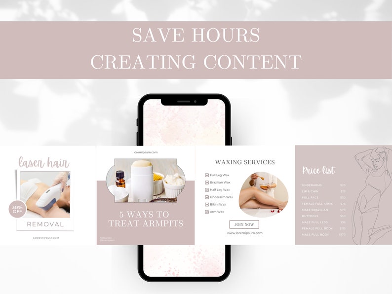 40 Waxing Instagram Post Canva Templates Hair Removal Templates Waxing