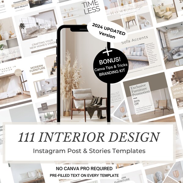 111 modelli di tela per interior design - modello Instagram Servizi di interior design - prima e dopo - modello minimalista per la decorazione della casa