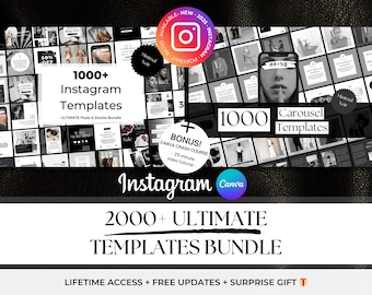 2000+ Instagram Portrait Templates BUNDLE - Elegant Editable Canva Templates - Modern Black & White Aesthetic Instagram Carousels, Stories