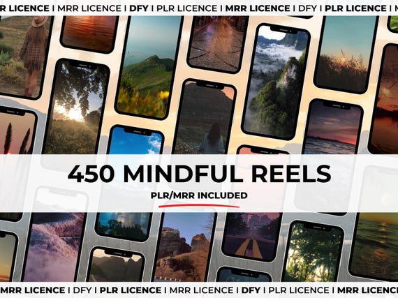 PLR MRR 450 Mindful Instagram Reels - Mindfulness Reel Videos - Spirituality Reels - Mental Health Reels - Wellness Reels -Meditation Videos