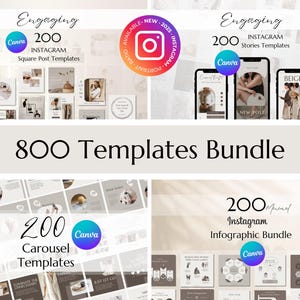 800 Fashion Blogger Instagram Templates Bundle - Ecommerce Fashion Canva Editable Templates - Minimalist, Modern, Beige Fashion Templates