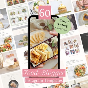 60 Food Blogger Instagram Templates - Gesundes Essen Rezept Branding - Diätetiker Instagram Template - Ernährung Social Media Marketing