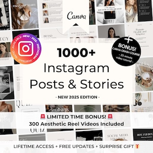 1000+ Instagram Portrait Post and Stories Templates - Editable Canva Instagram Templates Bundle - Aesthetic Instagram Templates