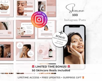 100 huidverzorging Instagram-postsjablonen - schoonheidsspecialiste luxe huidverzorging Instagram - schoonheidssalonmarketing - bewerkbare huidverzorgingscanva-sjablonen