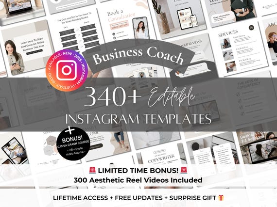 340+ Business Coach Instagram Canva Templates - Social Media Coach Toolkit - Coaching Templates - Motivational Coach - Social Media Manager
