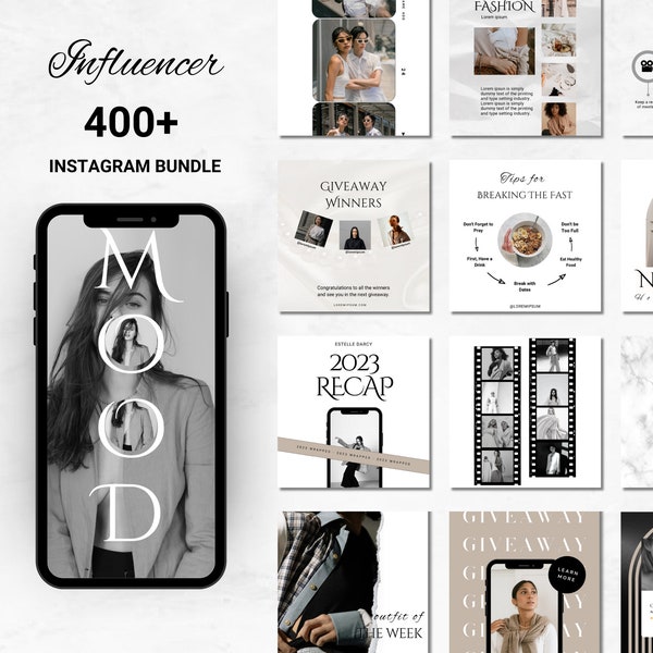400+ Influencer Instagram Canva Templates - Coach Canva Templates - Content Creator Instagram Content - Blogger Instagram Content -Brand Kit