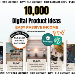 PLR MRR 10,000 Digital Product Ideas for Passive Income eBook - Done for You Digital Products Resell Rights Digital Marketing Resell Vault 画像 1