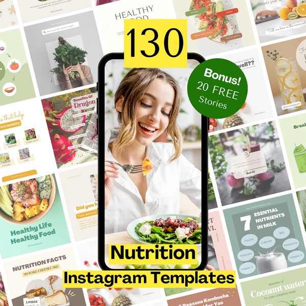 130 Instagram Canva-Vorlagen für Ernährung – Gesundheit und Wellness Instagram – Gesunde Ernährung Instagram Vorlage – Ernährungsberater Social Media