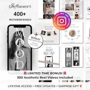 400+ Influencer Instagram - Coach Canva Templates - Content Creator Instagram Posts - Blogger Instagram Content - Elegant Branding Kit