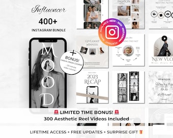 400+ Influencer Instagram - Coach Canva Templates - Content Creator Instagram Posts - Blogger Instagram Content - Elegant Branding Kit