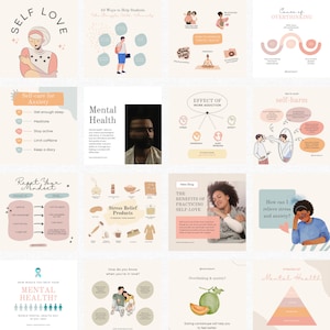 470 Mental Health Instagram Canva Templates -psychotherapy -wellness ...