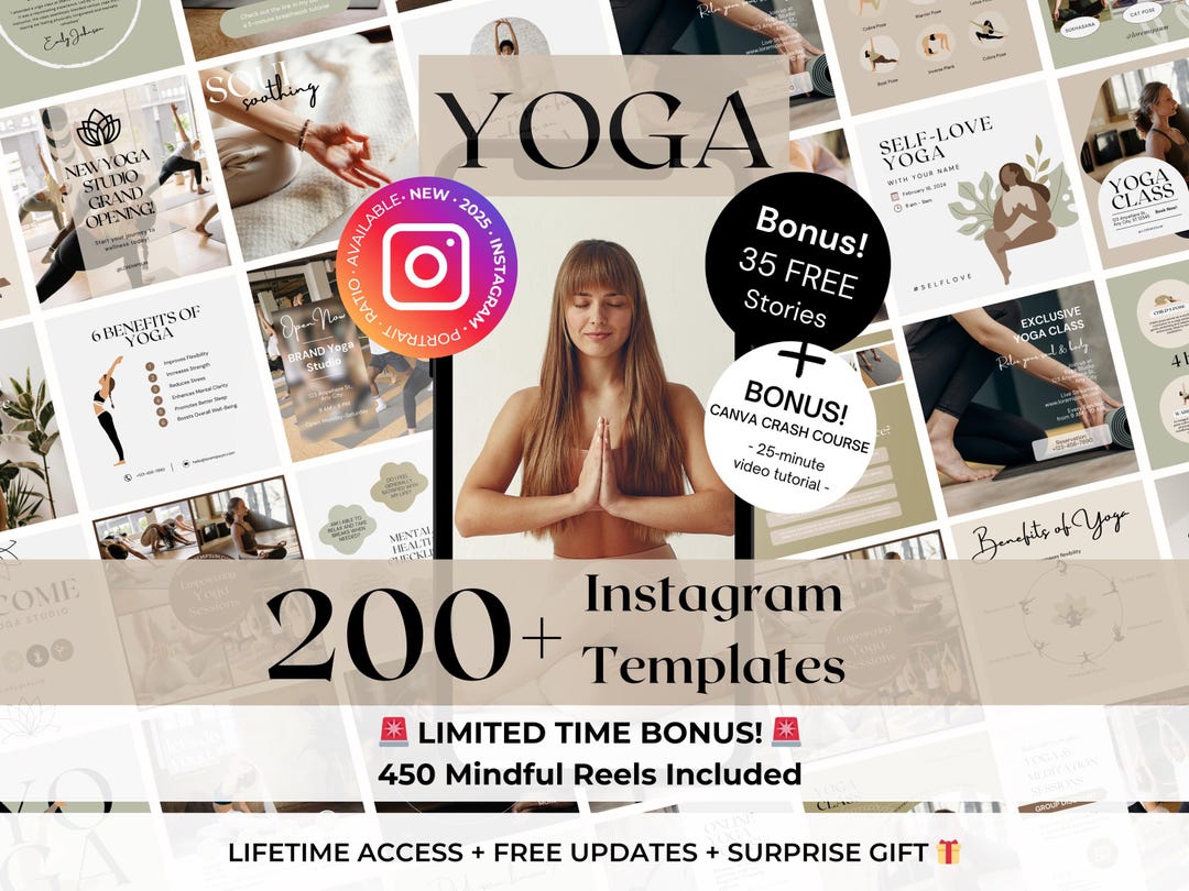 200+ Yoga Instagram Post and Stories Canva Templates - Yoga Teacher ...