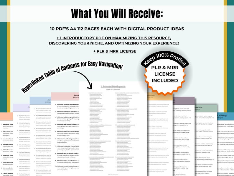 PLR MRR 10,000 Digital Product Ideas for Passive Income eBook - Done for You Digital Products Resell Rights Digital Marketing Resell Vault 画像 5