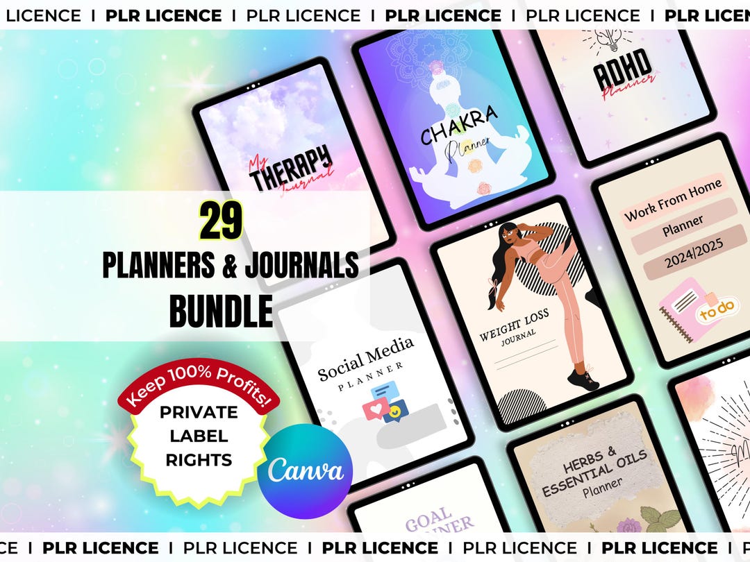 29 Digital Planners & Journals PLR Bundle - Done for You Editable Canva ...
