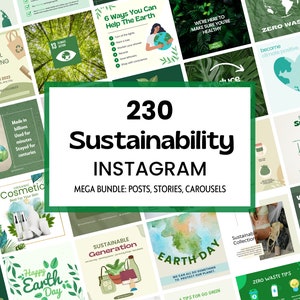 230 Nachhaltigkeit Instagram Canva Vorlagen - Umweltbewusstsein Instagram -Umweltfreundliches Instagram -Environmental Content Social Media