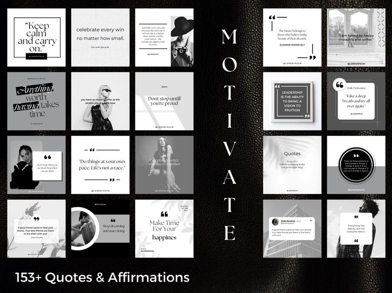 PLR MRR Instagram Templates ULTIMATE 1000 Minimal Noir Done for You