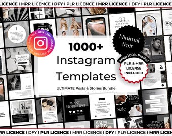 PLR MRR 1000+ Instagram Templates Resell Vault, Aesthetic Faceless Marketing Canva Editable Templates, Master Resell Rights DFY Products