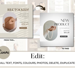 120 Jewelry Instagram Canva Templates - Jewellery Social Media Branding ...