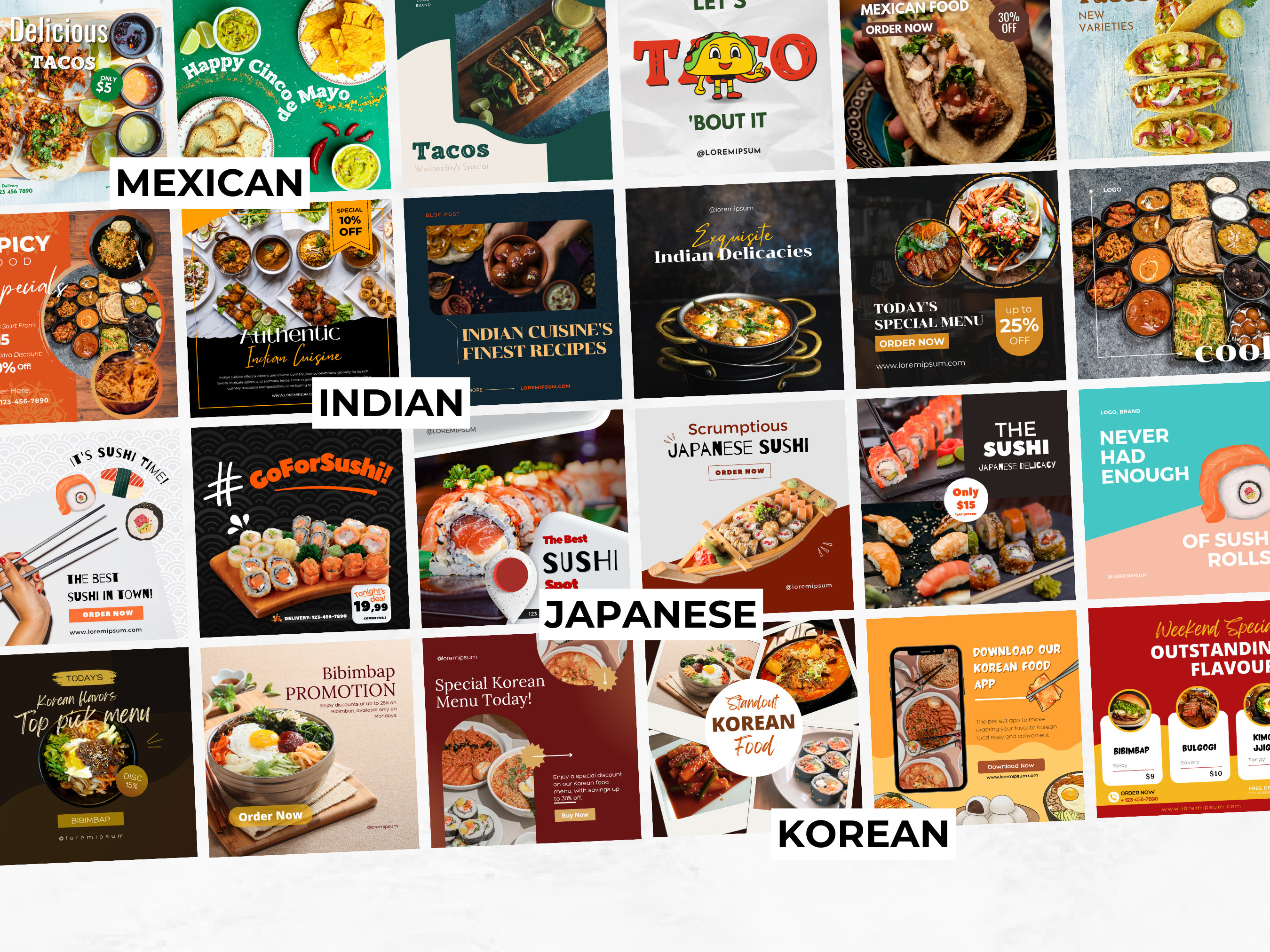 450 Instagram Canva Templates for Food Restaurant - Editable Restaurant ...