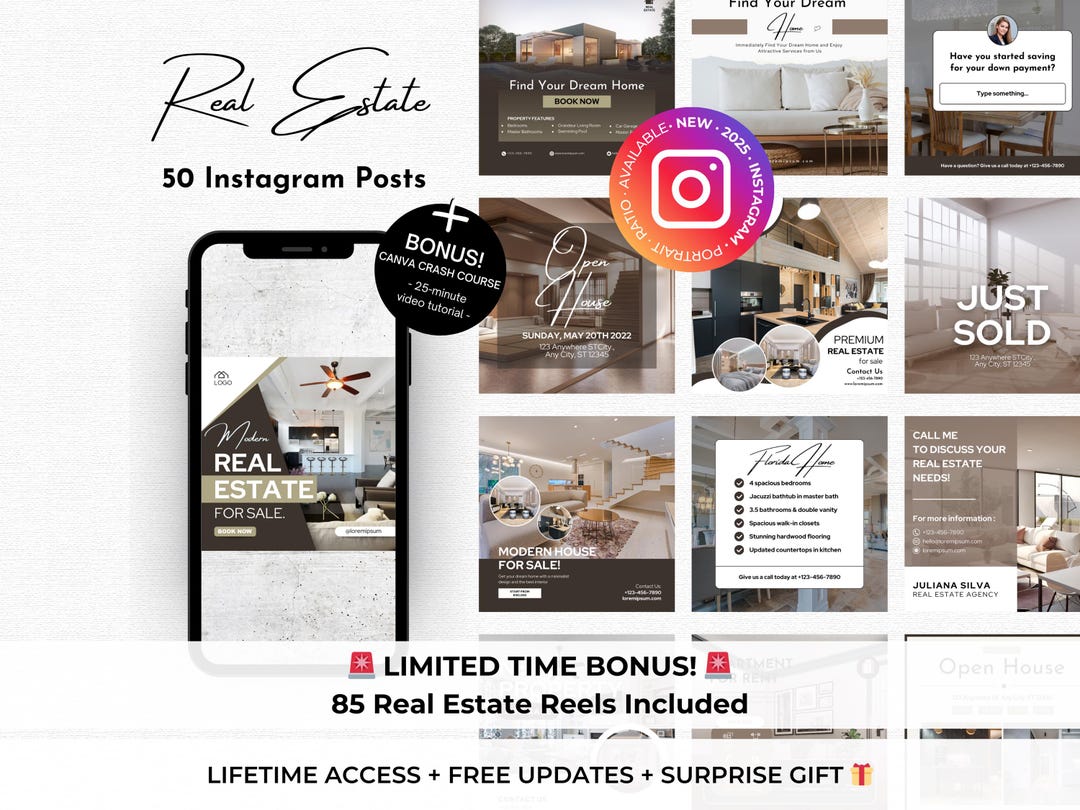 50 Real Estate Instagram Post Canva Templates - Real Estate Social ...
