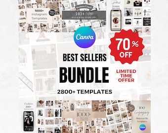 2800+ Social Media Templates BUNDLE Editable in Canva - Aesthetic, Clean, Engaging Instagram Templates Coach, Social Media Manager Posts