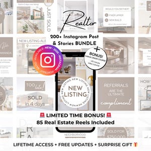 200+ Realtor Instagram Canva Templates BUNDLE - Real Estate Social Media -Realtor Marketing Templates - Real Estate Agent Instagram Branding