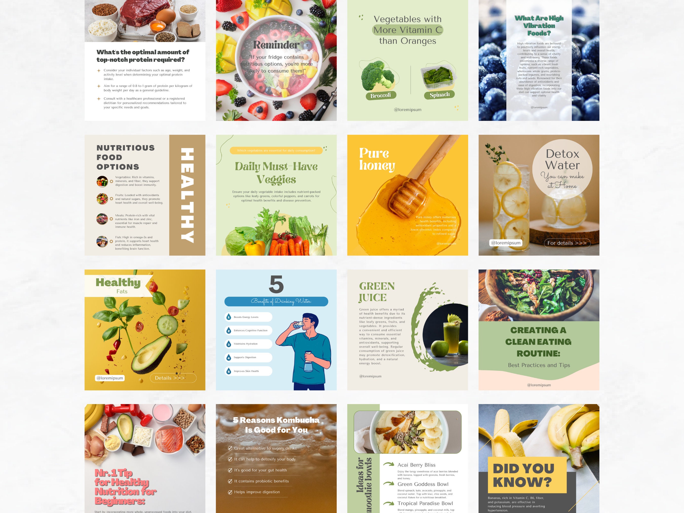 130 Nutrition Instagram Canva Templates - Health & Wellness Instagram ...