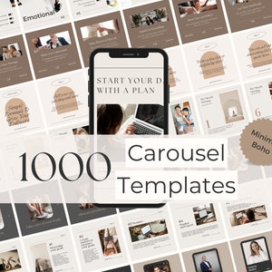 1000 Minimal Boho Instagram Carousel Canva Templates BUNDLE - Marketing Toolkit - Coaching Templates - Carousel Posts for Instagram