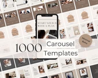 1000 Minimal Boho Instagram Carousel Canva Templates BUNDLE - Marketing Toolkit - Coaching Templates - Carousel Posts for Instagram