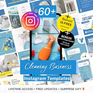 60+ Cleaning Business Instagram Canva Templates - Professional Cleaner Editable Posts - Cleaning Service Marketing - Laundry Services