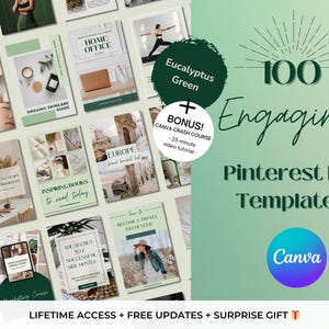 100 Pinterest Pin Templates | Pinterest Templates | Pinterest Templates Canva | Pinterest Pins | Pinterest Pin Design | Beige | Green