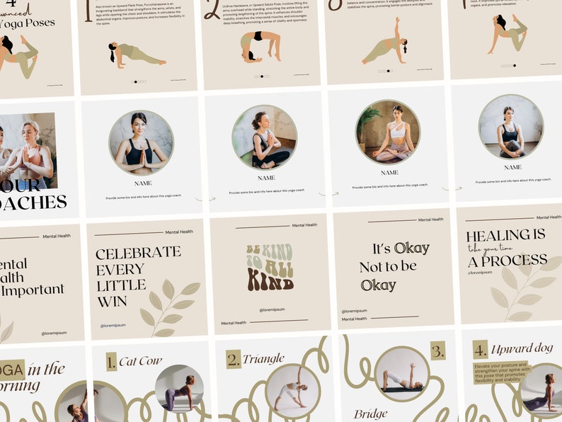 200+ Yoga Instagram Post and Stories Canva Templates - Yoga Teacher ...