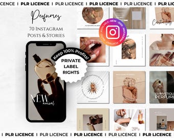 PLR: 70 Perfumes Instagram Canva Templates - Perfume Social Media Posts & Stories - Perfume Online Business - Parfum Social Media