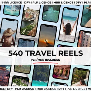 PLR MRR 540 Travel Instagram Reels - Vídeos de Reel de Agente de Viagem - Instagram de Agência de Viagem - Praia, Resort, Vistas, Cidades, Reels de Viagem de Piscina