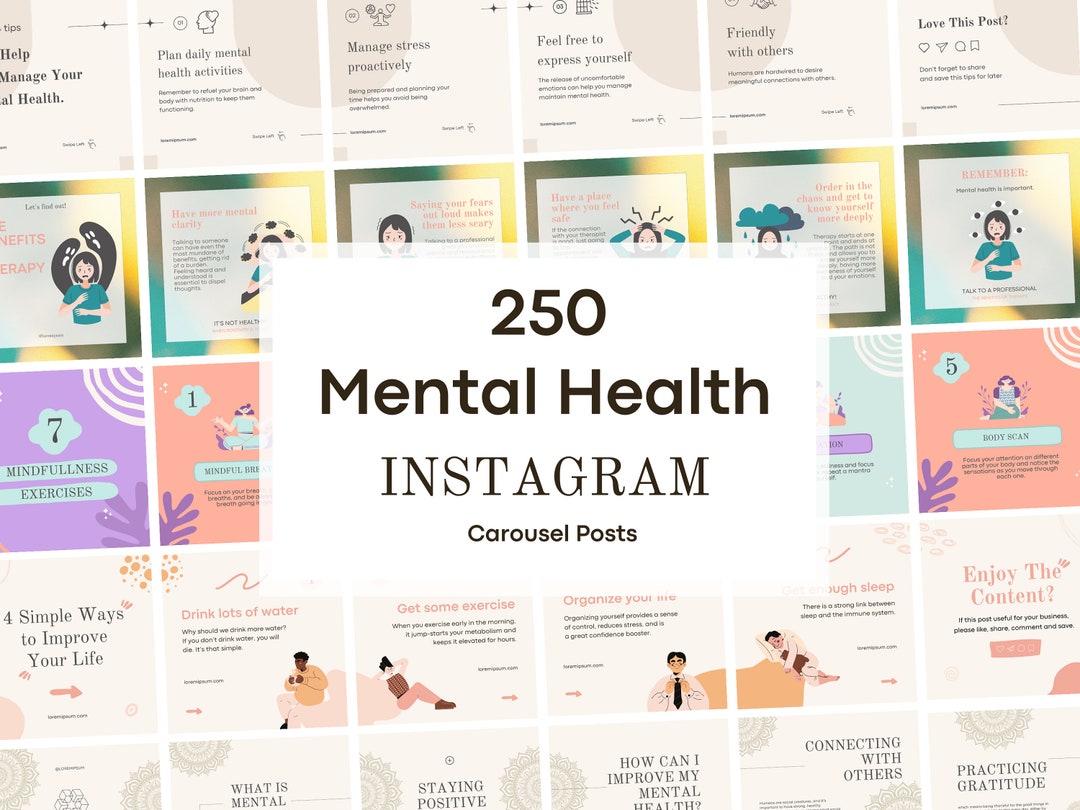 250 Mental Health Instagram Canva Templates Psychotherapy - Etsy 日本