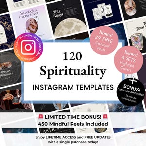 120 Spirituality Instagram Templates - Spiritual Coach Instagram - Astrology Editable Canva Templates  Horoscope Instagram - Awakening Posts