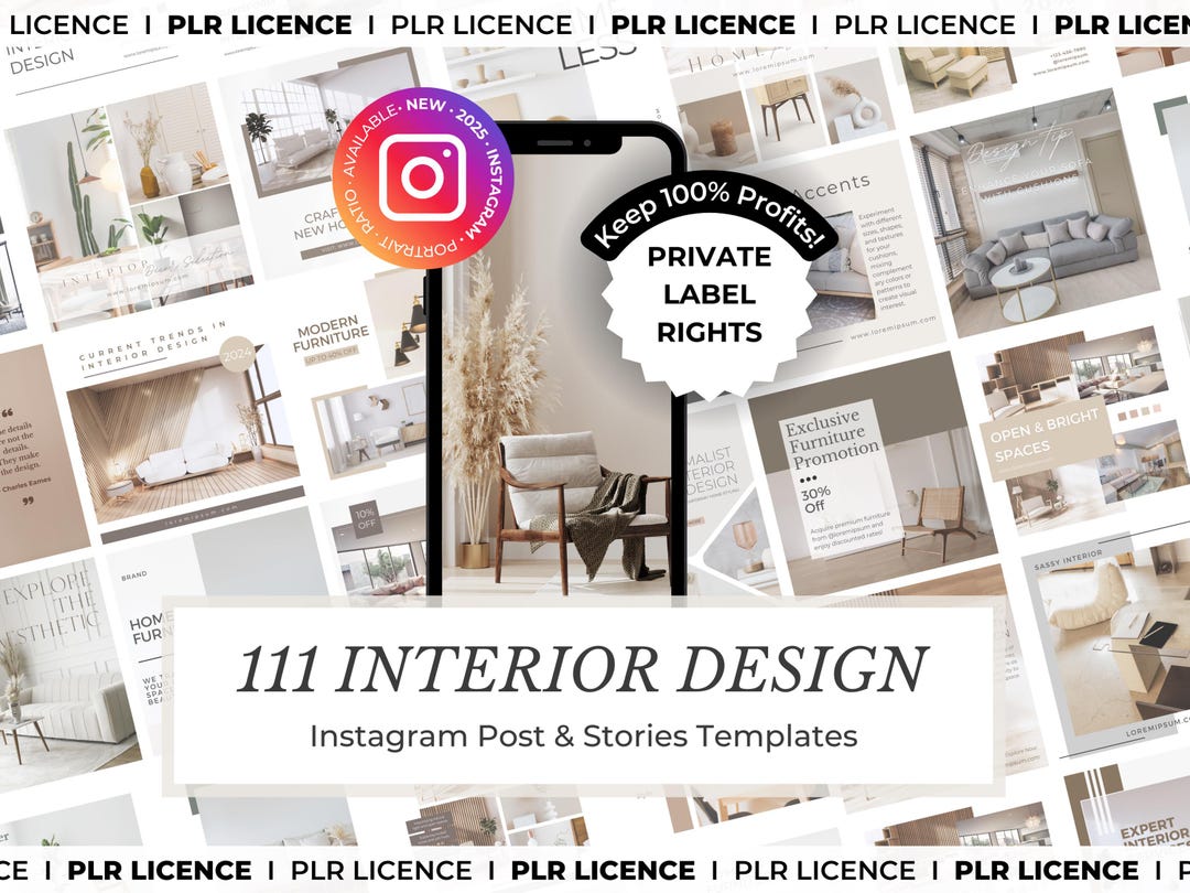 PLR: 111 Interior Design Canva Templates - Instagram Template Interior ...
