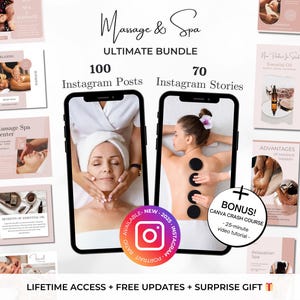170 Massage & Spa Instagram Posts, Stories BUNDLE - Massage Therapist Templates - Spa Canva Templates - Massage Therapist Instagram Posts