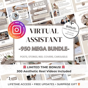 950 Virtual Assistant Instagram Canva Templates -VA Instagram Posts -VA Social Media Marketing -Remote Worker Template -Social Media Manager