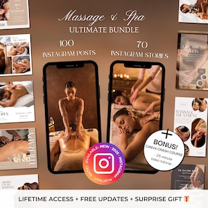 170 Massage & Spa Instagram Post and Stories Canva Templates -Therapist Instagram Posts -Massage Therapist Template-Esthetician Social Media