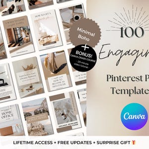 100 Pinterest Pin Templates | Pinterest Templates | Pinterest Templates Canva | Pinterest Pins | Pinterest Pin Design | Beige | Neutral