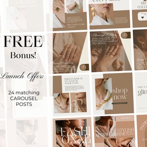 120 Jewelry Instagram Canva Templates - Jewellery Social Media Branding ...