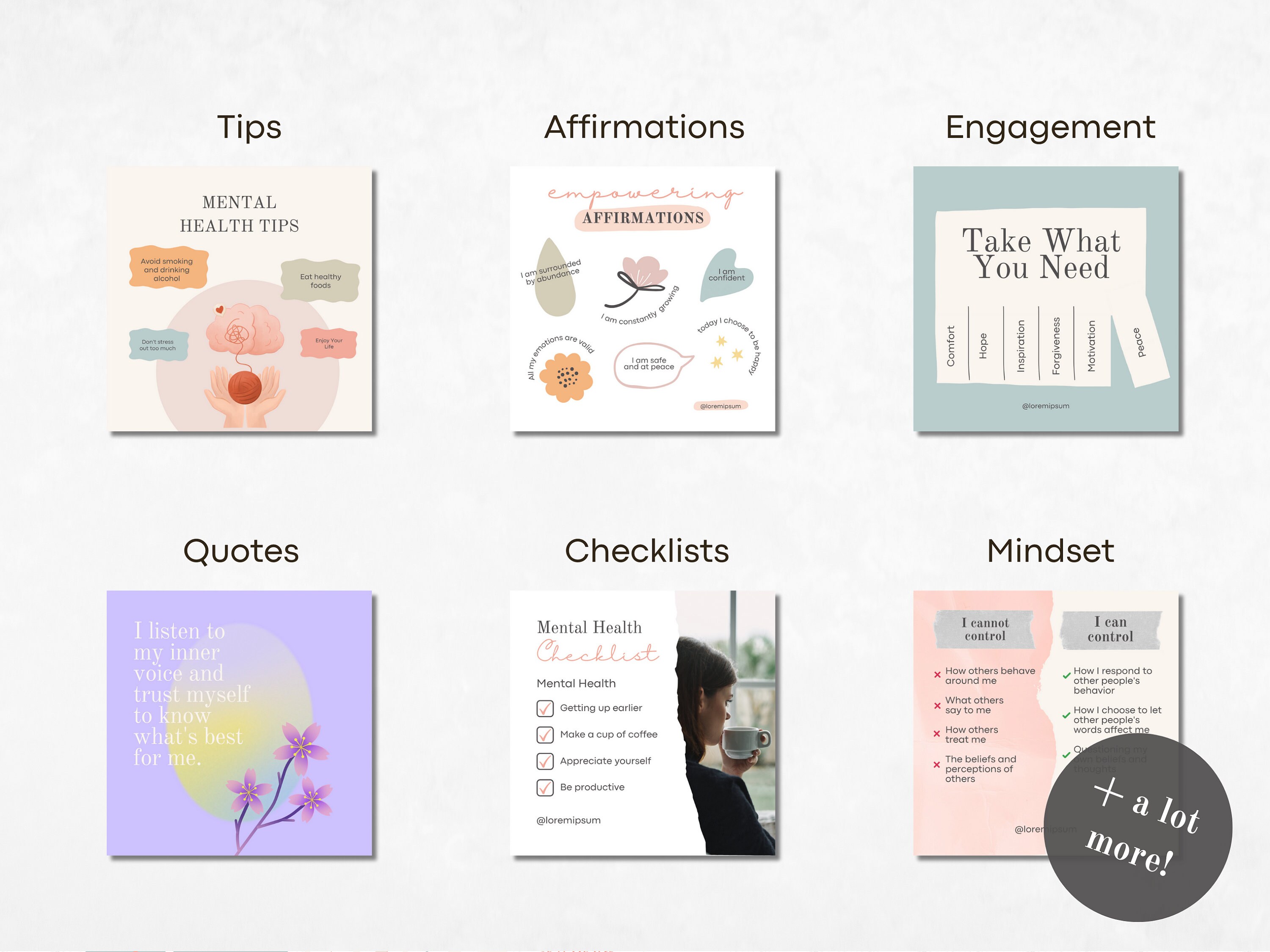 222 Mental Health Instagram Canva Templates psychotherapy wellness and ...