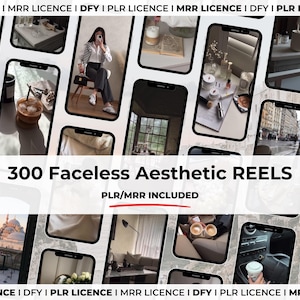 PLR MRR 300 Faceless Aesthetic Instagram Reels - Luxury Aesthetic Lifestyle Videos - Faceless Instagram Videos - Faceless Marketing Reels