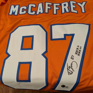 Authentic Ed McCaffrey autographed jersey New York Giants 3X Superbowl champ