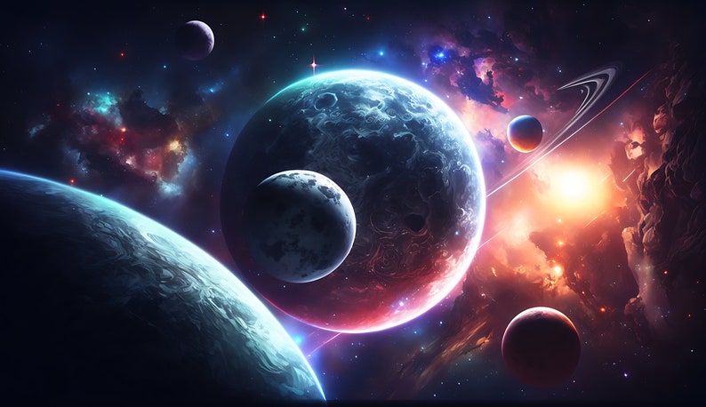 Galaxy Desktop Wallpaper, Widescreen Digital Bundle, Space Art, Cosmos ...