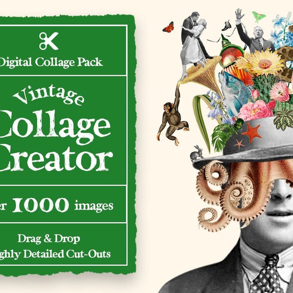 Créateur de collage vintage 1000+ Images || Créateur de collage numérique || vintage Collage Creator pour Photoshop et Procreate Collage Images || Rétro