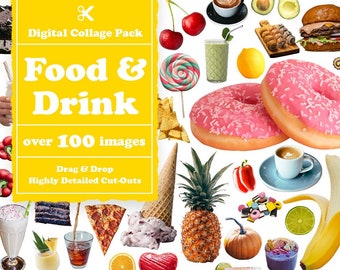 Food & Drink Collage Creator 100+ Images || Food Digital Collage Maker || Food Collage Creator for Photoshop and Procreate Collage Images
