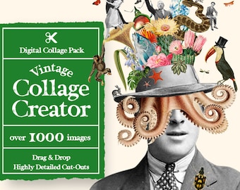 Vintage Collage Creator 1000+ Images || Digital Collage Maker || Vintage Collage Creator for Photoshop and Procreate Collage Images || Retro
